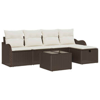 6 dalių Sodo Sofa Rinkinys su Pagalvėlėmis Ruda Poli Ratanas - Namų Idėja
