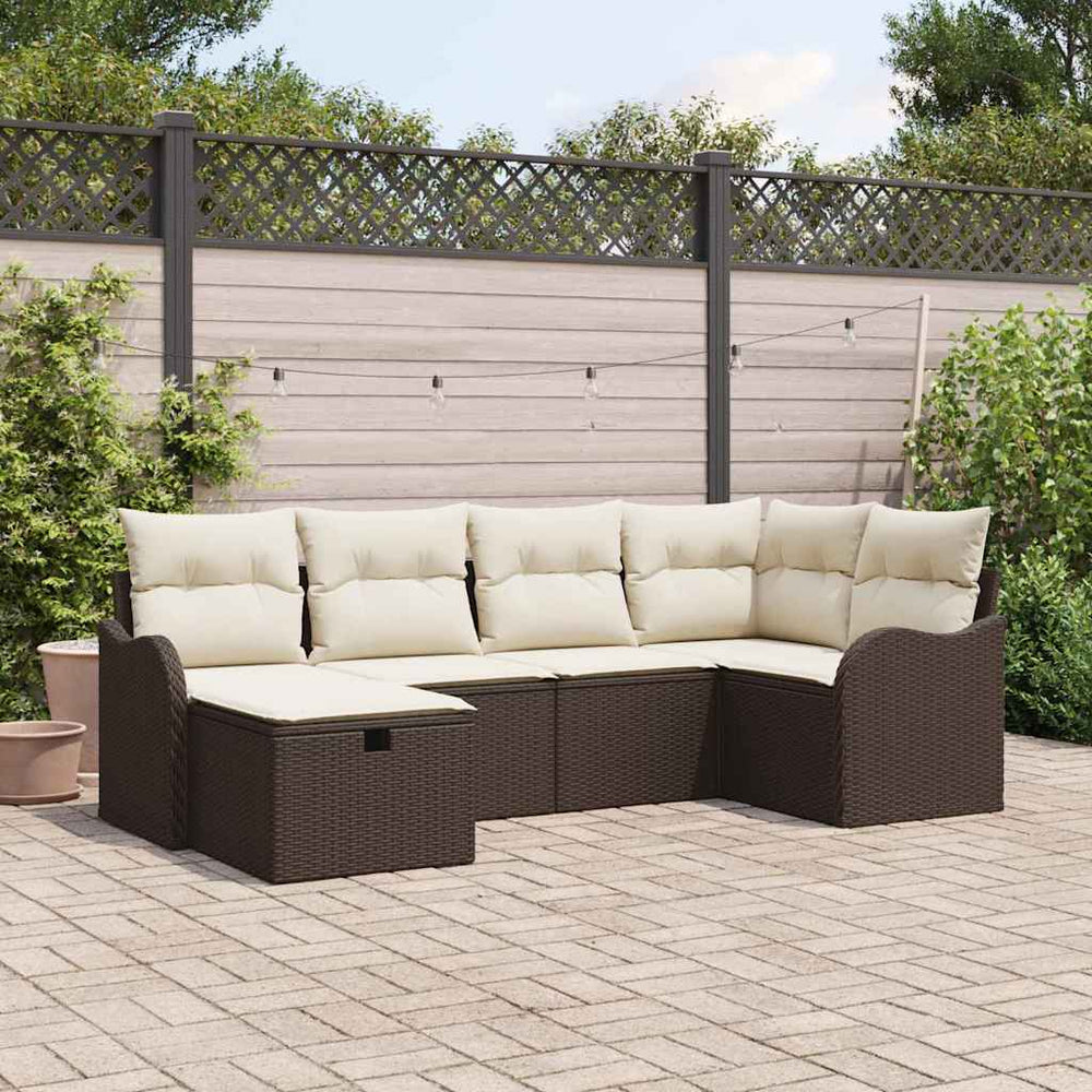 6 dalių sodo sofa rinkinys su pagalvėlėmis Ruda Poli Ratanas - Namų Idėja