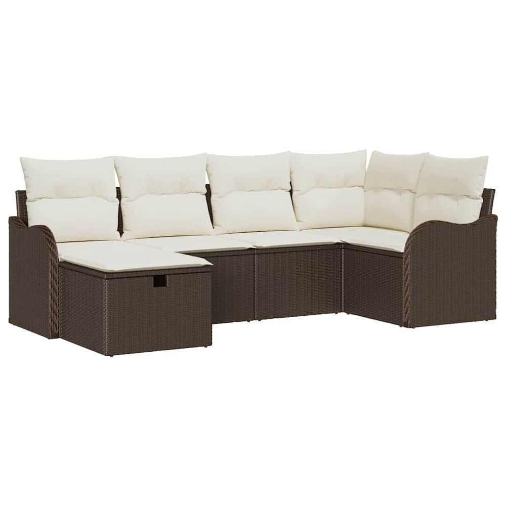 6 dalių sodo sofa rinkinys su pagalvėlėmis Ruda Poli Ratanas - Namų Idėja