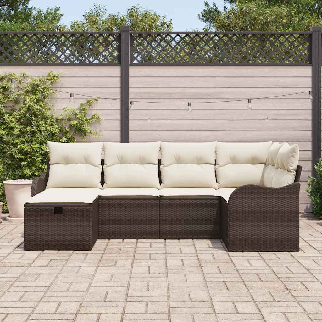 6 dalių sodo sofa rinkinys su pagalvėlėmis Ruda Poli Ratanas - Namų Idėja