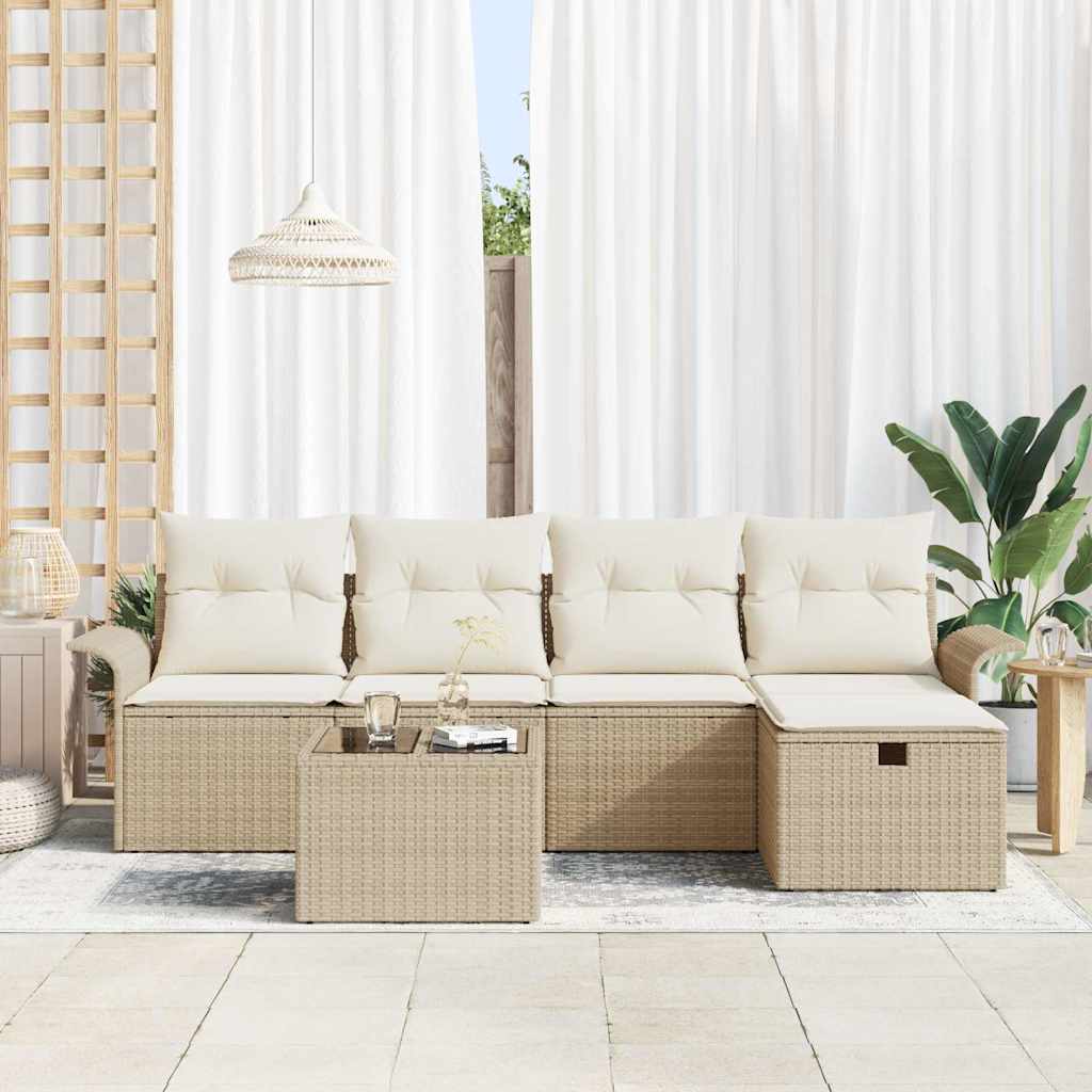 6 dalių sodo sofa rinkinys su pagalvėlėmis smėlio poli ratanas - Namų Idėja