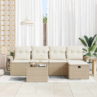 6 dalių sodo sofa rinkinys su pagalvėlėmis smėlio poli ratanas - Namų Idėja