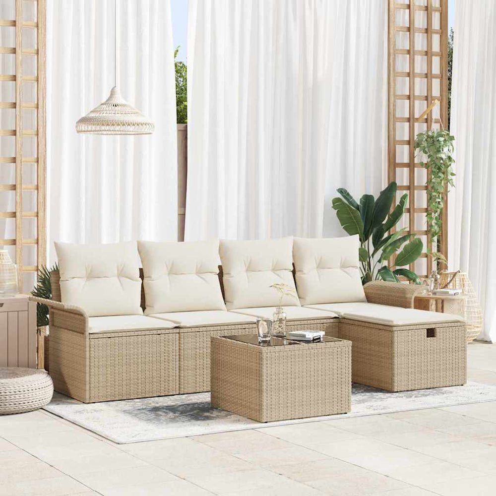 6 dalių sodo sofa rinkinys su pagalvėlėmis smėlio poli ratanas - Namų Idėja