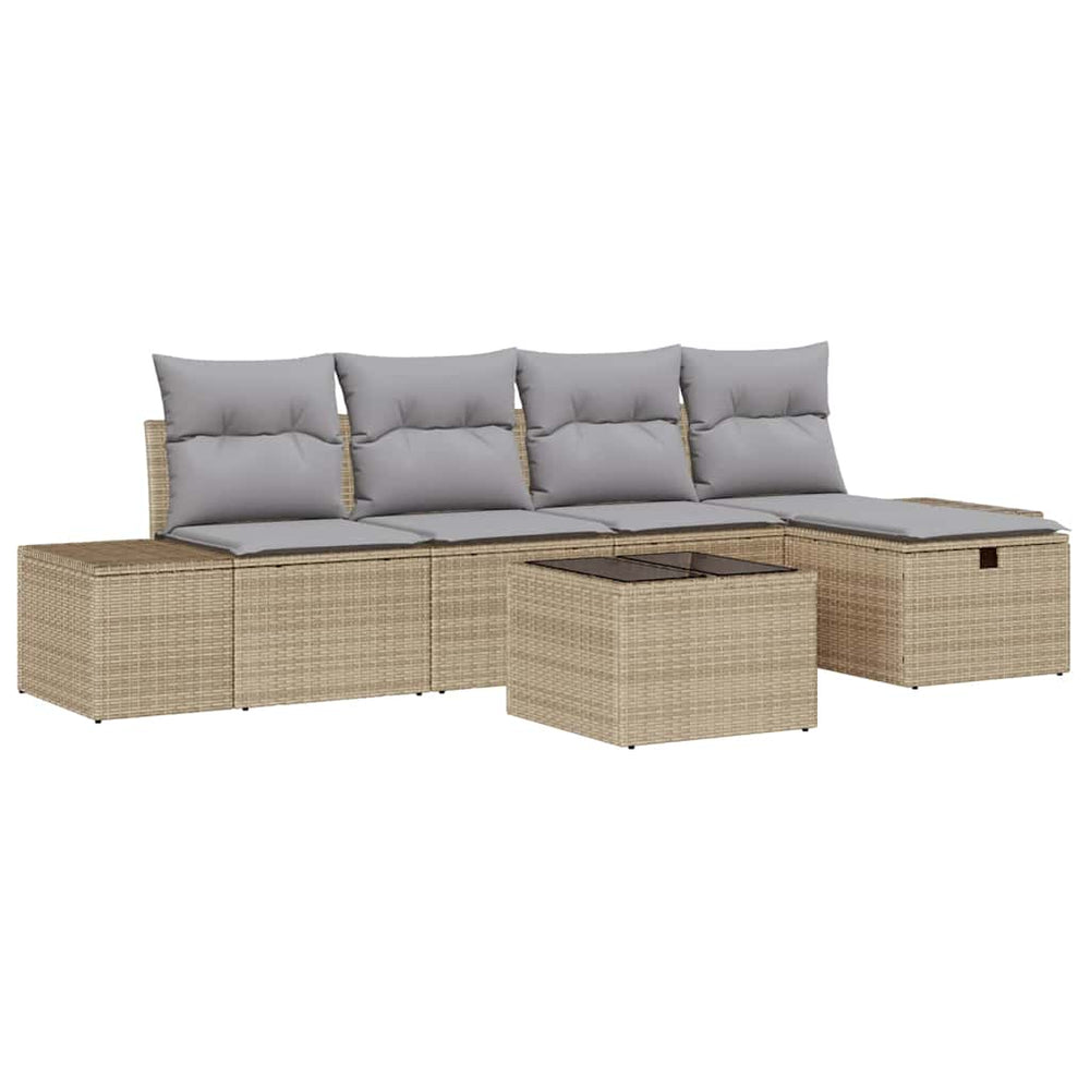 6 dalių sodo sofa rinkinys su pagalvėlėmis smėlio poli ratanas - Namų Idėja