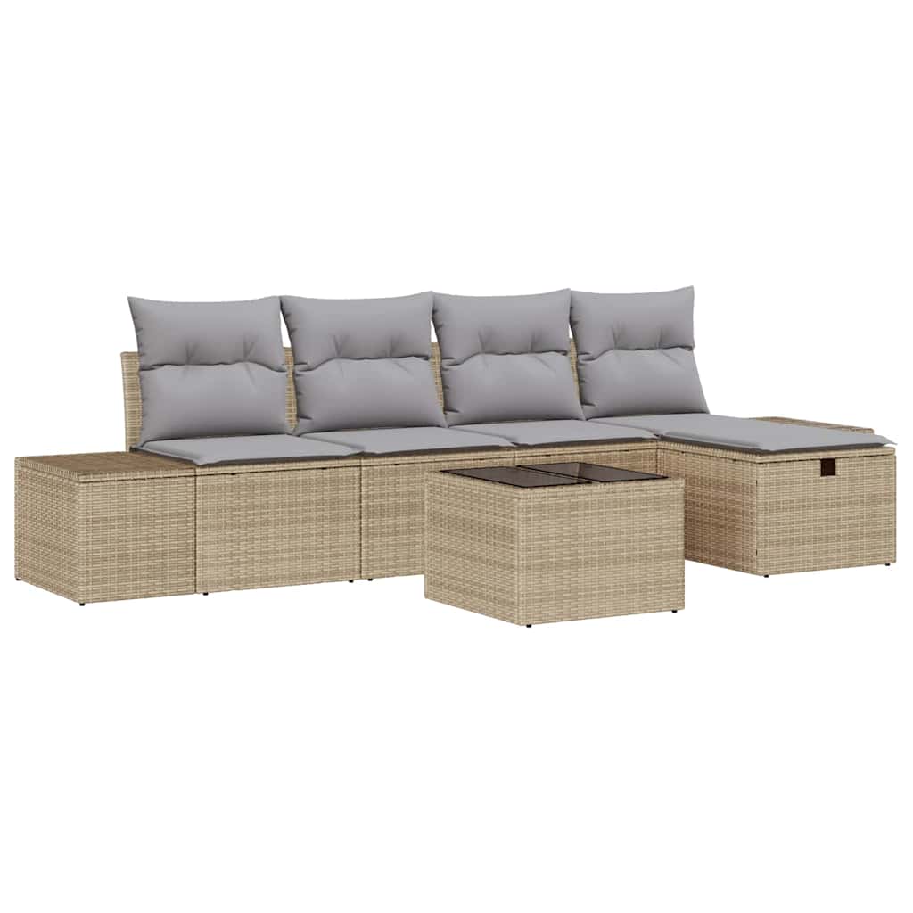 6 dalių sodo sofa rinkinys su pagalvėlėmis smėlio poli ratanas - Namų Idėja