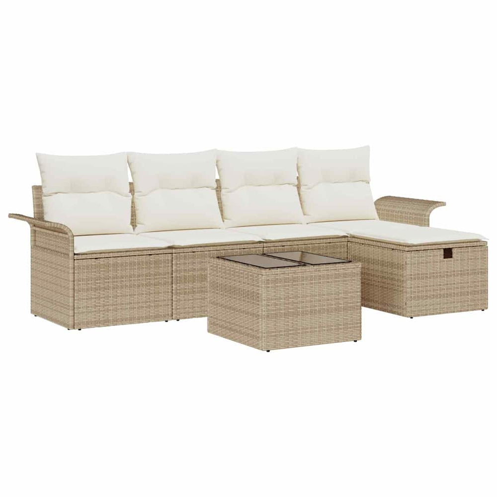 6 dalių sodo sofa rinkinys su pagalvėlėmis smėlio poli ratanas - Namų Idėja