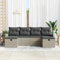6 dalių sodo sofa rinkinys su pagalvėlėmis Šviesiai pilka Poli ratanas - Namų Idėja