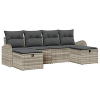 6 dalių sodo sofa rinkinys su pagalvėlėmis Šviesiai pilka Poli ratanas - Namų Idėja