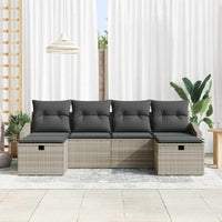 6 dalių sodo sofa rinkinys su pagalvėlėmis šviesiai pilkas poli ratanas - Namų Idėja