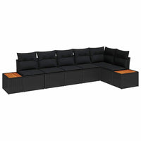 6 dalių sodo sofa rinkinys su pagalvėmis Juoda poli ratanas acacija - Namų Idėja