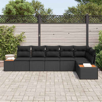 6 dalių sodo sofa rinkinys su pagalvėmis Juoda poli ratanas acacija - Namų Idėja