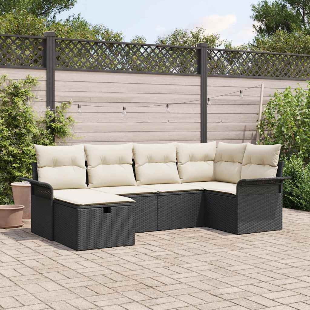 6 Dalių Sodo Sofa Rinkinys Su Pagalvėmis Juodas Poli Ratanas - Namų Idėja