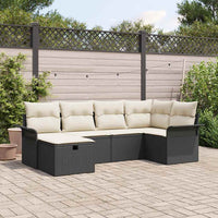 6 Dalių Sodo Sofa Rinkinys Su Pagalvėmis Juodas Poli Ratanas - Namų Idėja