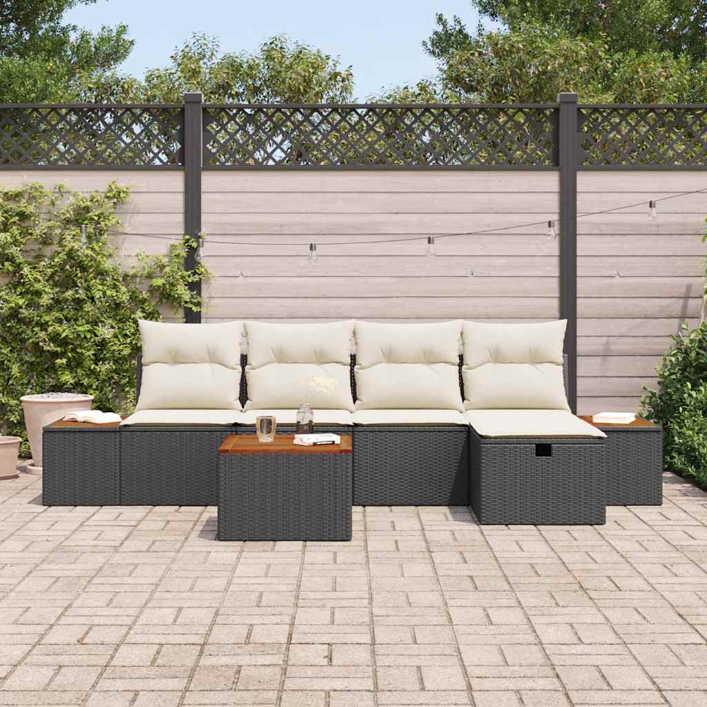 6 dalių sodo sofa rinkinys su pagalvėmis juodas poliratanas - Namų Idėja