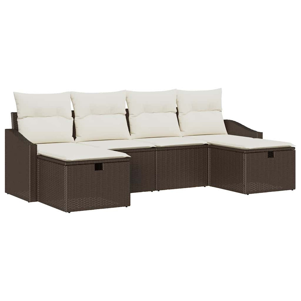 6 dalių sodo sofa rinkinys su pagalvėmis ruda poli ratanas - Namų Idėja