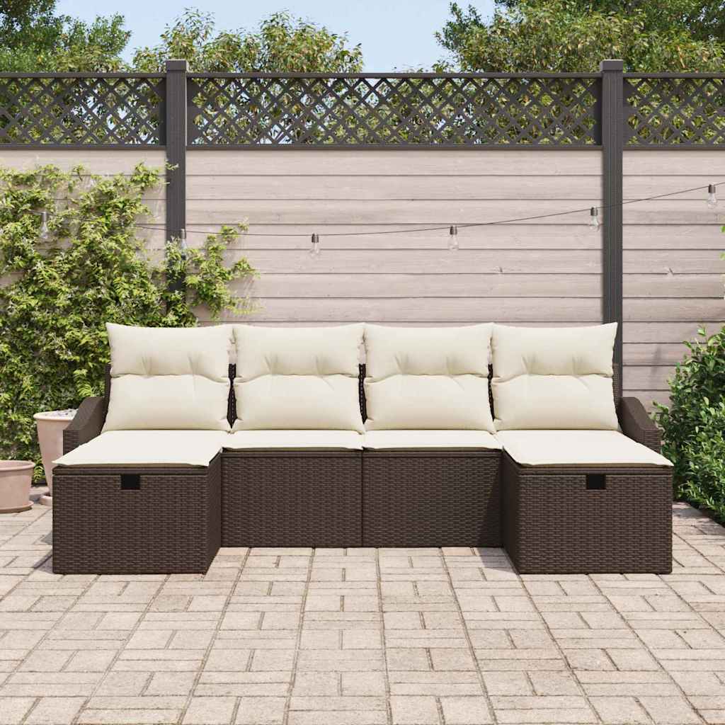 6 dalių sodo sofa rinkinys su pagalvėmis ruda poli ratanas - Namų Idėja