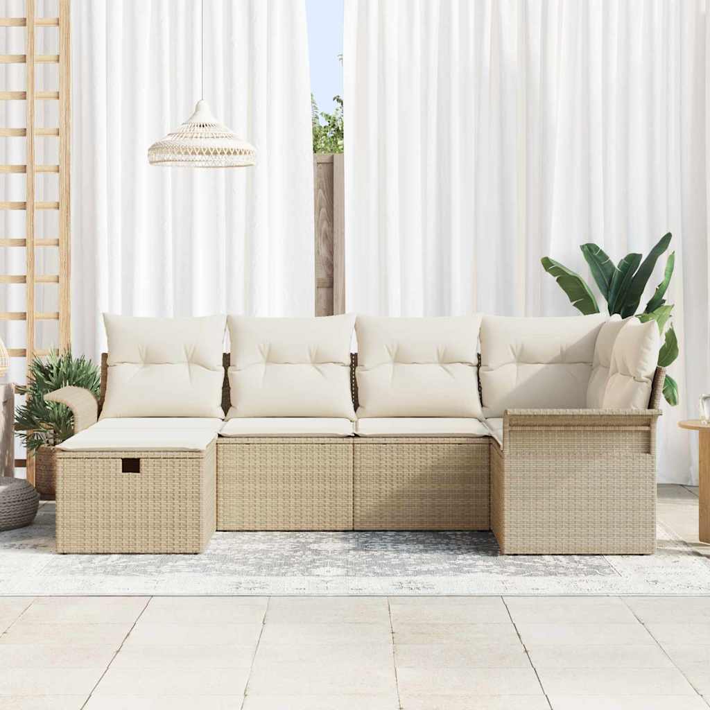 6 dalių sodo sofa rinkinys su pagalvėmis smėlio poli ratanas - Namų Idėja