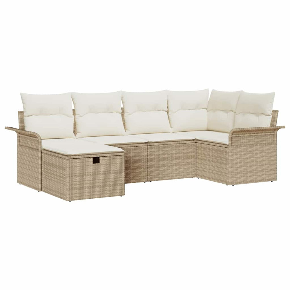 6 dalių sodo sofa rinkinys su pagalvėmis smėlio poli ratanas - Namų Idėja