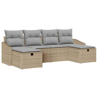 6 dalių sodo sofa rinkinys su pagalvėmis Smėlio Poli Ratanas - Namų Idėja