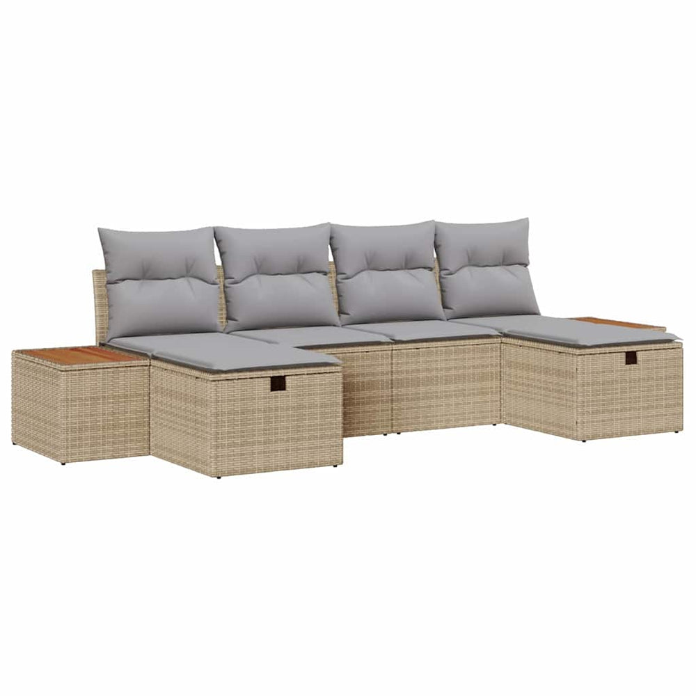 6 dalių sodo sofa rinkinys su pagalvėmis smėlio poli ratanas - Namų Idėja