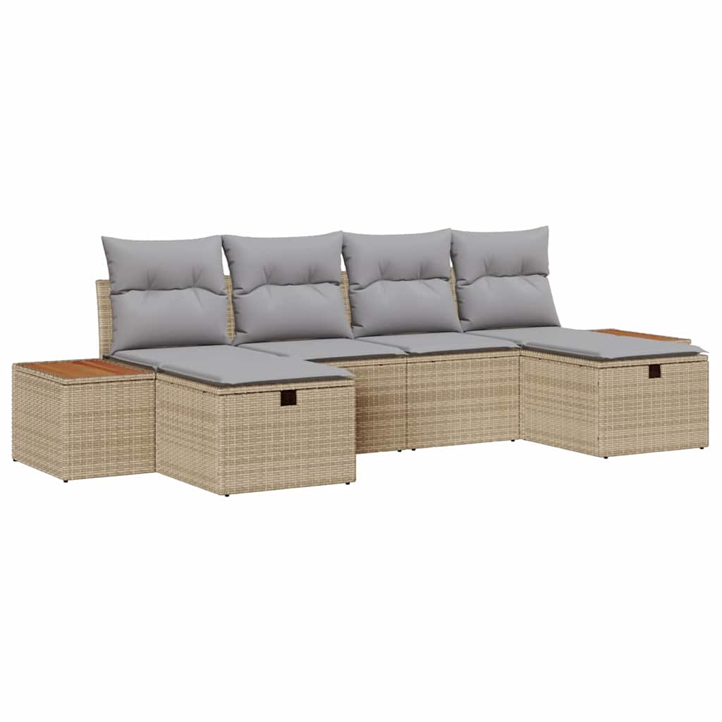 6 dalių sodo sofa rinkinys su pagalvėmis smėlio poli ratanas - Namų Idėja