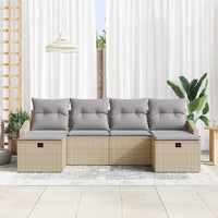6 dalių sodo sofa rinkinys su pagalvėmis Smėlio Poli Ratanas - Namų Idėja