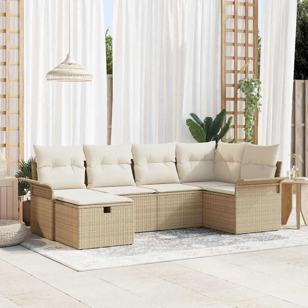 6 dalių sodo sofa rinkinys su pagalvėmis smėlio poli ratanas - Namų Idėja