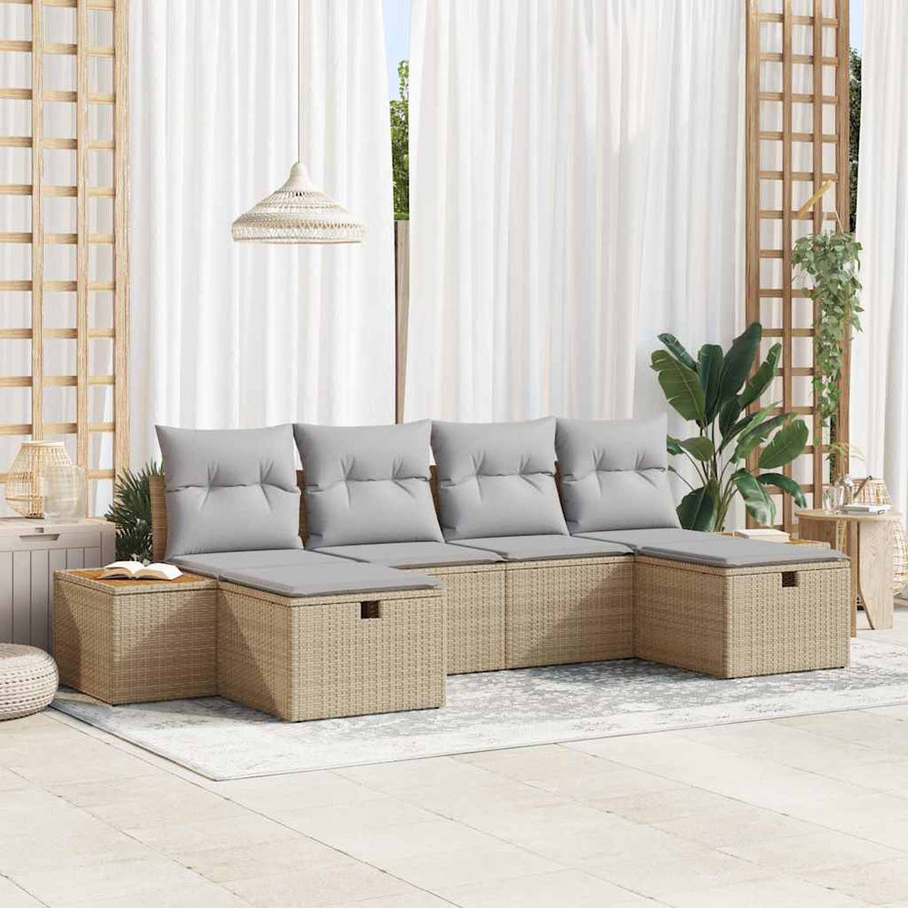 6 dalių sodo sofa rinkinys su pagalvėmis smėlio poli ratanas - Namų Idėja