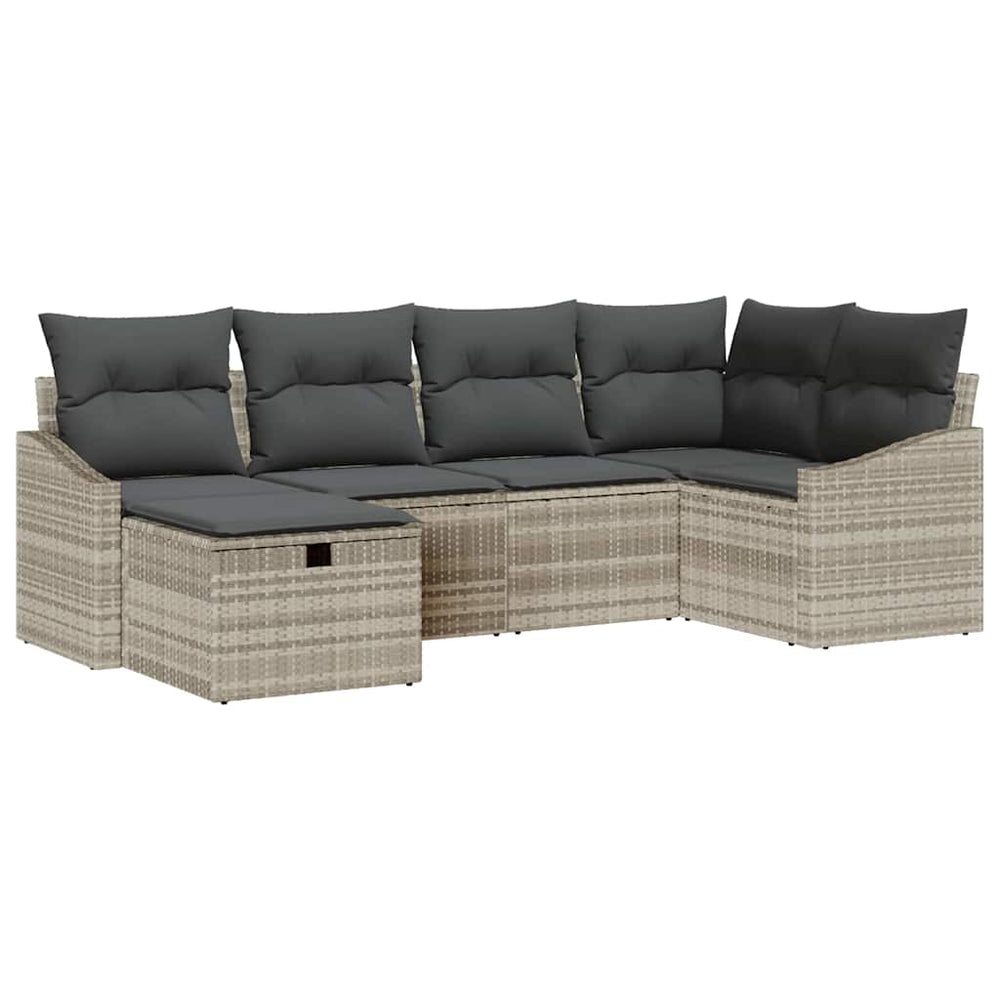 6 dalių sodo sofa rinkinys su pagalvėmis šviesiai pilkas poli ratanas - Namų Idėja