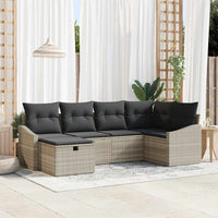6 dalių sodo sofa rinkinys su pagalvėmis šviesiai pilkas poli ratanas - Namų Idėja
