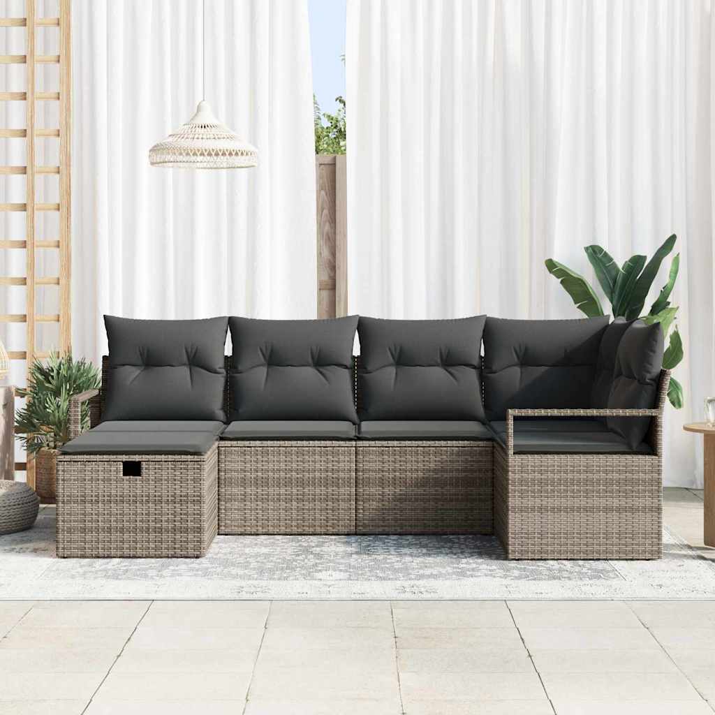 6 dalių sodo sofa su pagalvėlėmis, pilka poli ratanas - Namų Idėja
