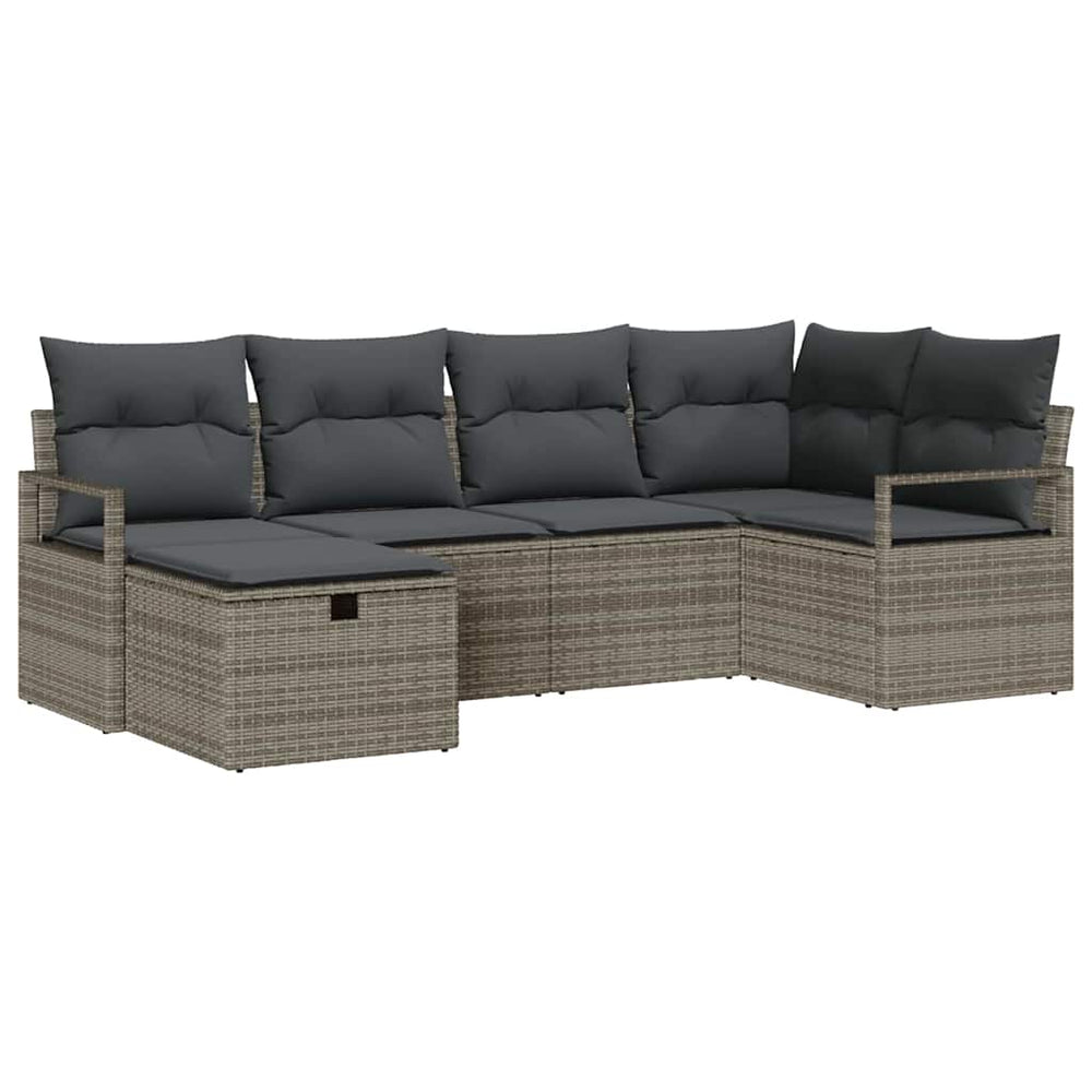 6 dalių sodo sofa su pagalvėlėmis, pilka poli ratanas - Namų Idėja