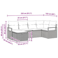 6 dalių sodo sofa su pagalvėlėmis, pilka poli ratanas - Namų Idėja