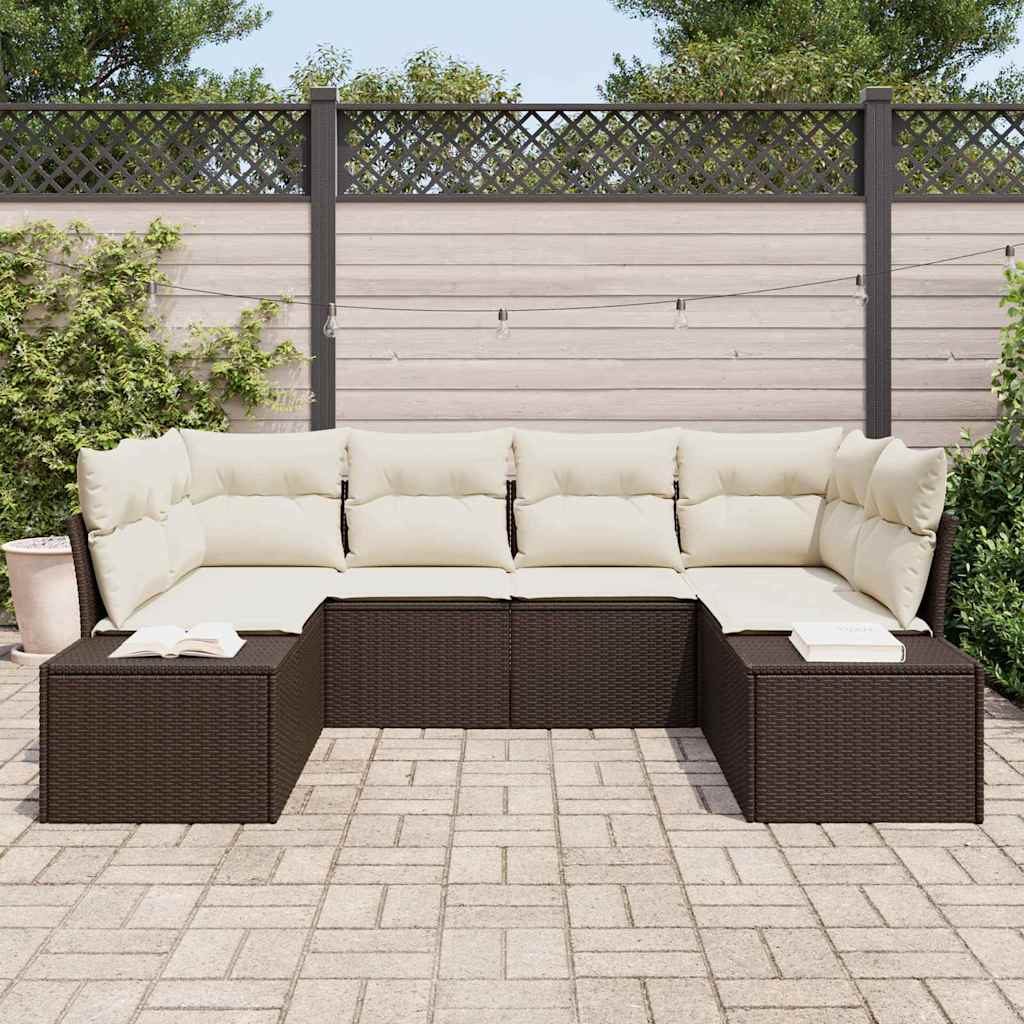 6 dalių sodo sofa su pagalvėlėmis Ruda poli ratanas - Namų Idėja
