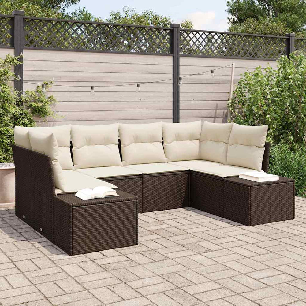 6 dalių sodo sofa su pagalvėlėmis Ruda poli ratanas - Namų Idėja