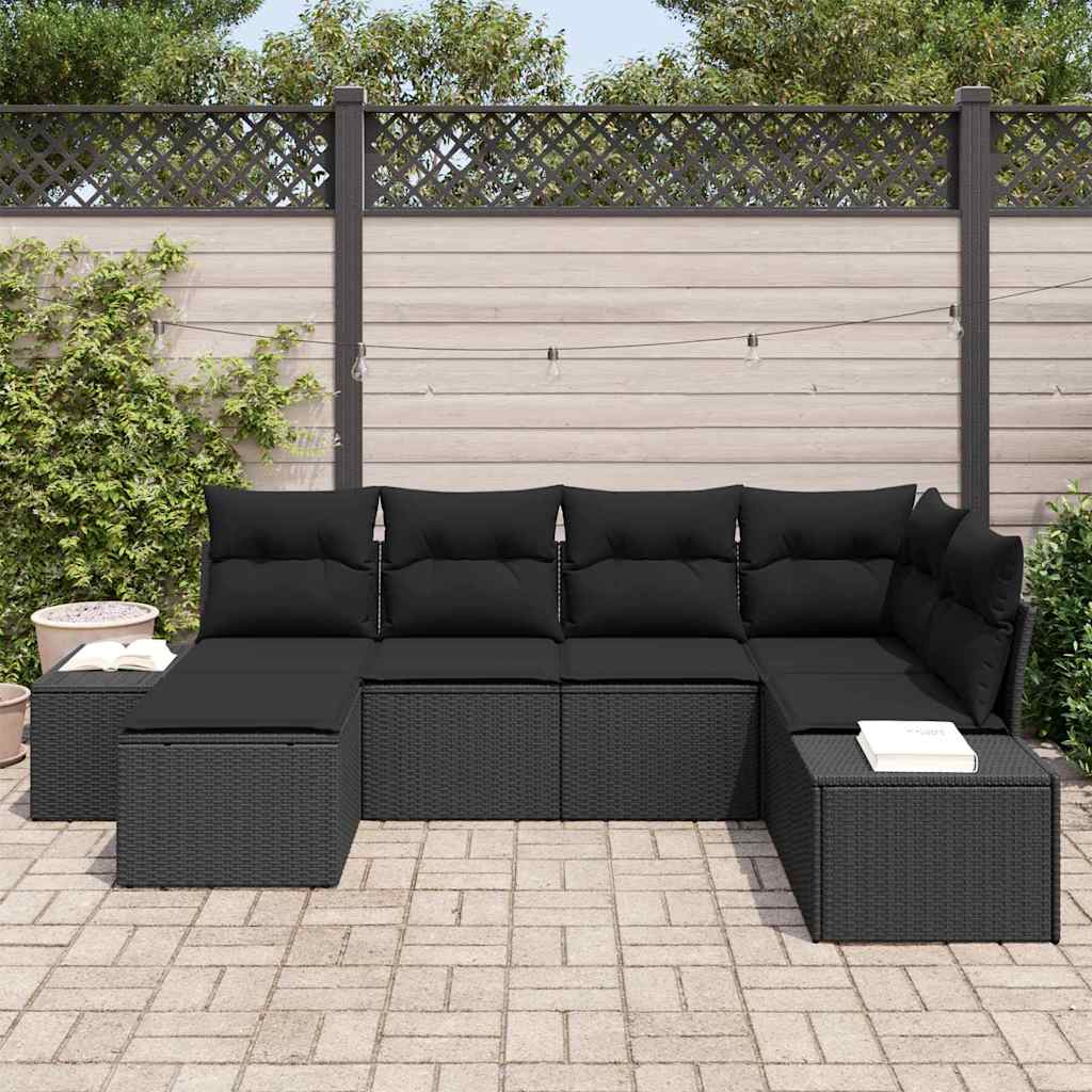 6 dalių sodo sofa su pagalvėmis juodame poli ratanas - Namų Idėja