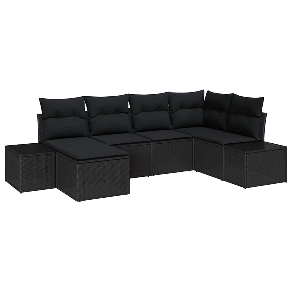 6 dalių sodo sofa su pagalvėmis juodame poli ratanas - Namų Idėja
