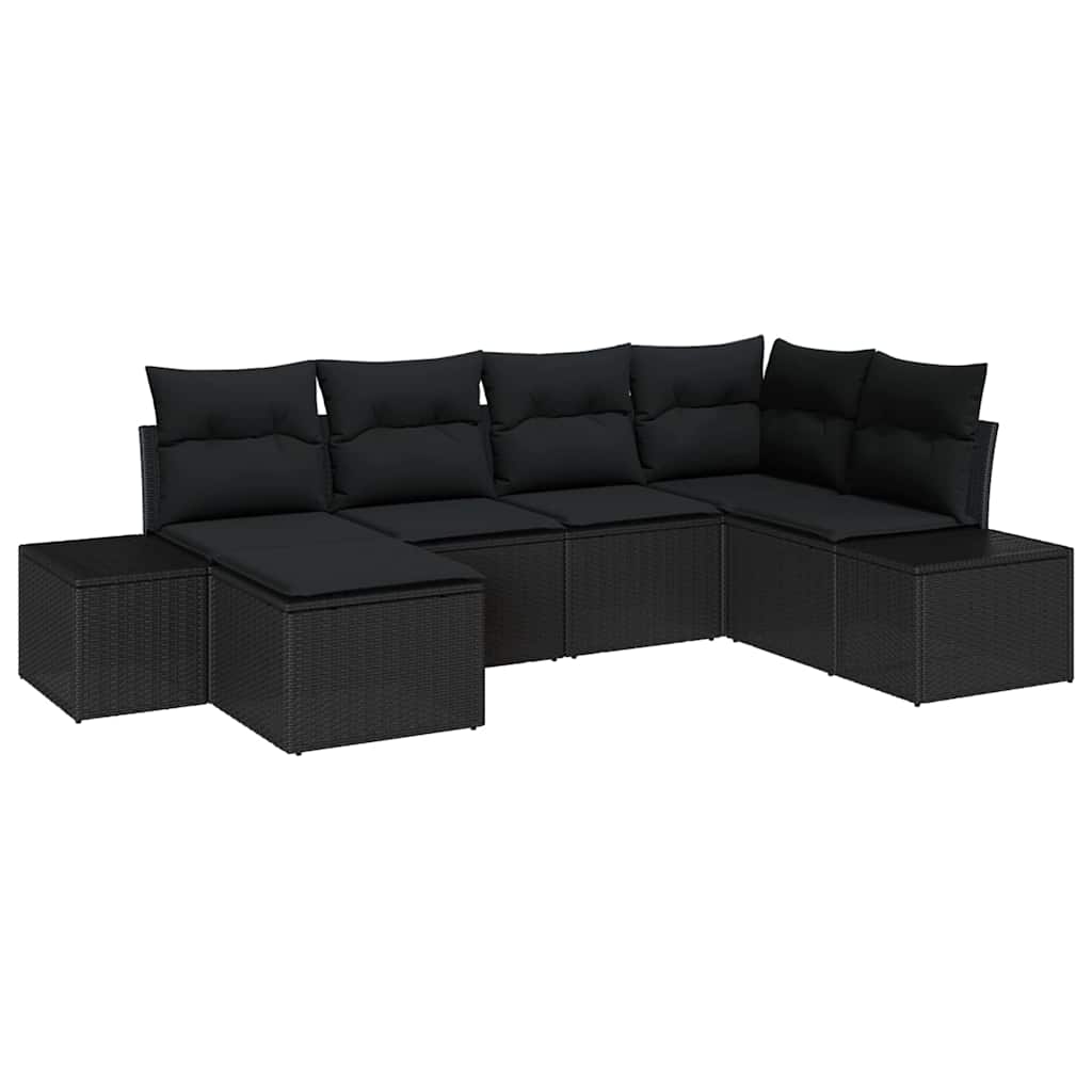 6 dalių sodo sofa su pagalvėmis juodame poli ratanas - Namų Idėja