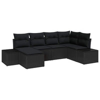 6 dalių sodo sofa su pagalvėmis juodame poli ratanas - Namų Idėja
