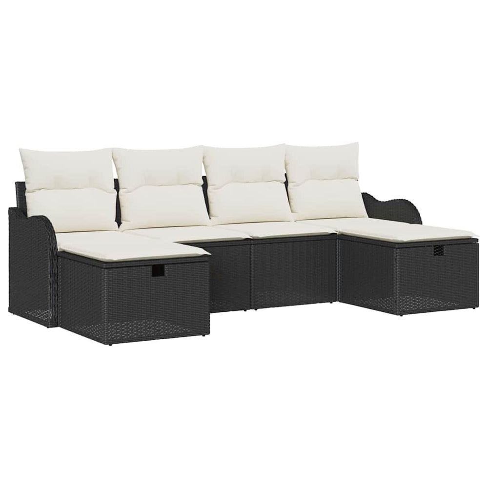 6 dalių sodo sofa su pagalvėmis juodas poliratanas - Namų Idėja