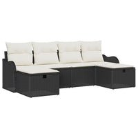 6 dalių sodo sofa su pagalvėmis juodas poliratanas - Namų Idėja
