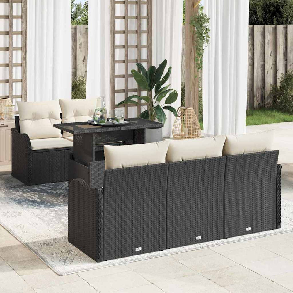 6 dalių sodo sofas su pagalvėmis juoda poli ratanas - Namų Idėja