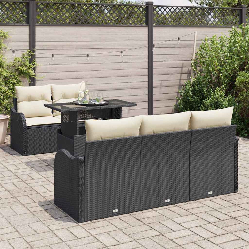 6 dalių sodo sofas su pagalvėmis juoda poli ratanas - Namų Idėja