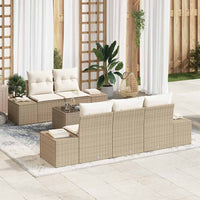 6 dalių sofa rinkinys su pagalvėlėmis smėlio ratanon - Namų Idėja