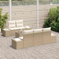 6 dalių sofa rinkinys su pagalvėlėmis smėlio ratanon - Namų Idėja
