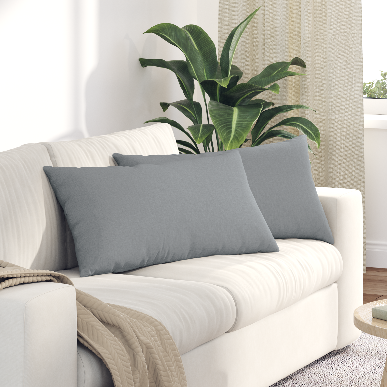 Sofa Pagalvės 2 pcs Šviesiai pilka 80 x 40 cm audinys