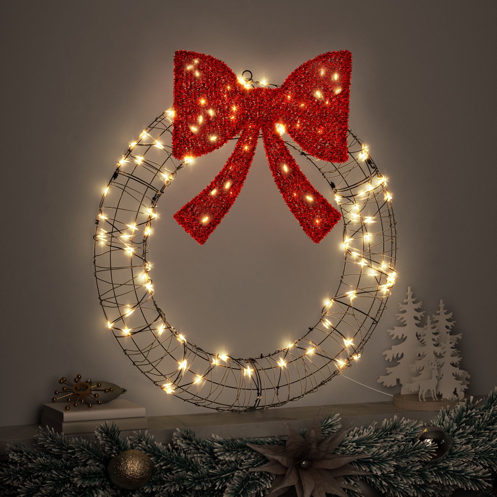 Vainikas su 60 LED Šilta balta 75 cm Ratanas