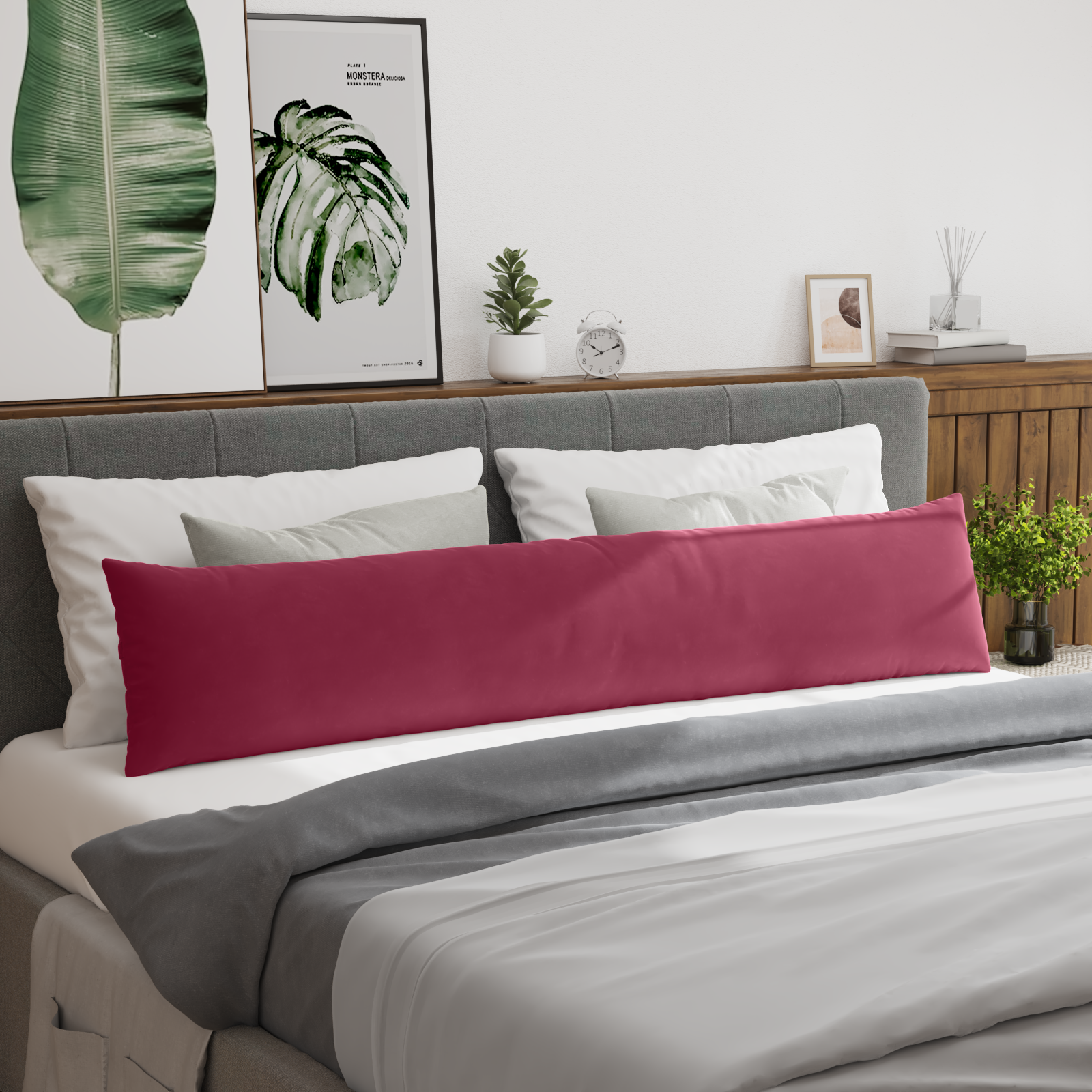 Sofa Pagalvės 2 pcs Vyno raudona 200 x 40 cm Kordūrinis audinys