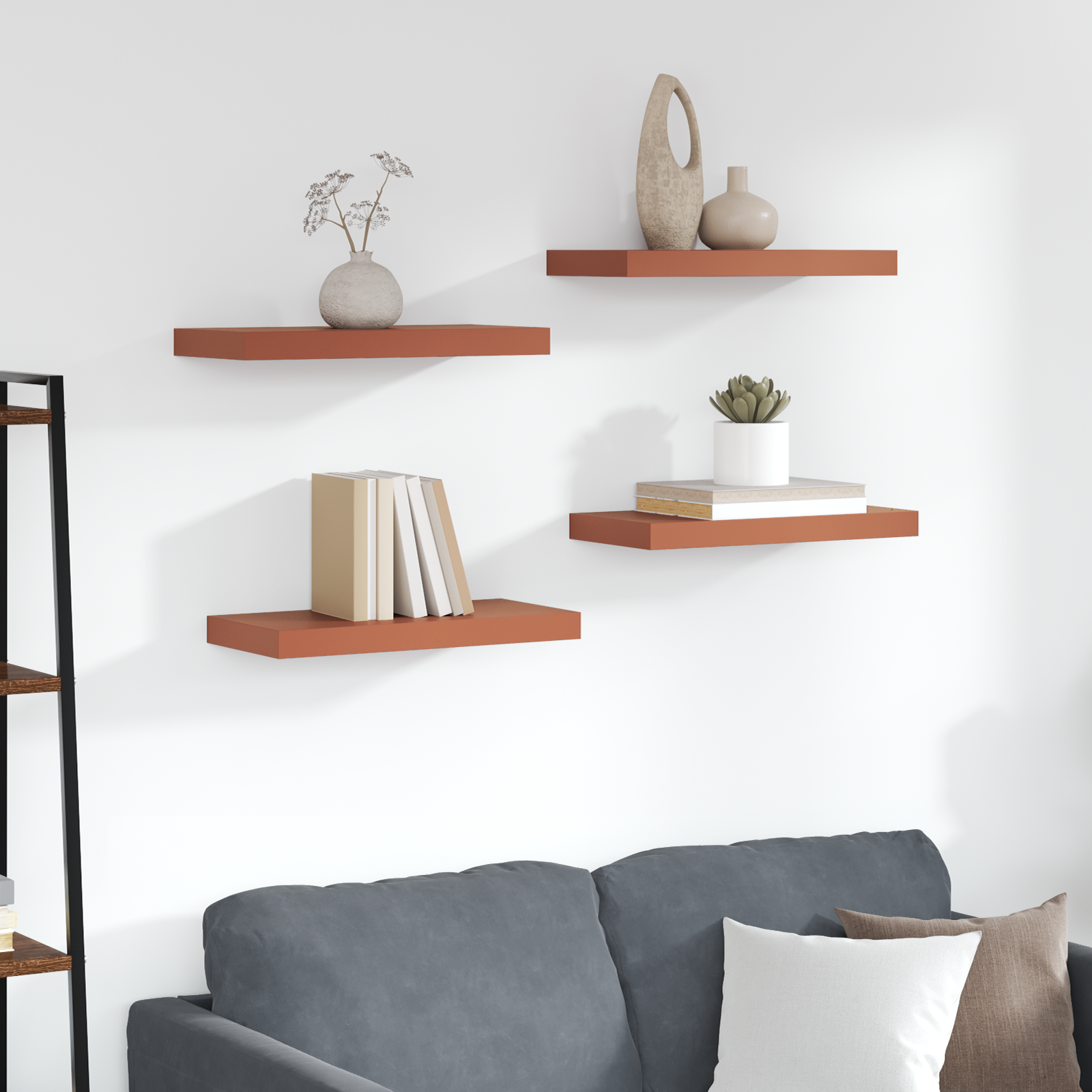 Sieninė lentyna 4 pcs Raudona 50 x 23 x 4 cm Apdirbta mediena