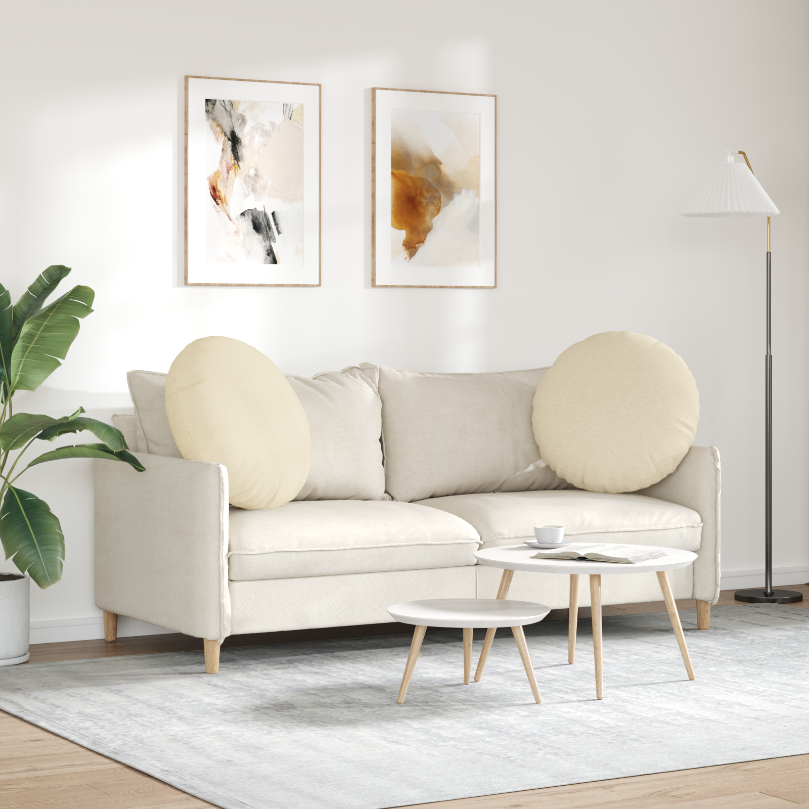 Sėdynių pagalvėlės 2 pcs Kreminė Ø80 x 29 cm audinys